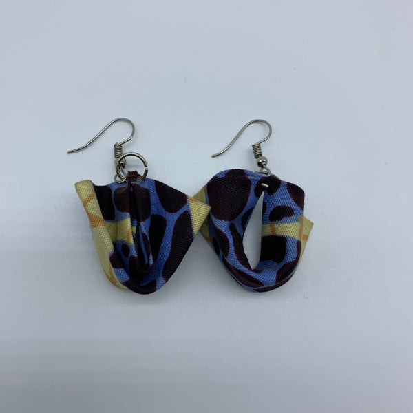 African Print Earrings-Folded Brown Variation - Lillon Boutique