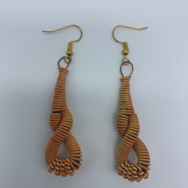 Telephone Wire W/Metal Wire Earrings-Orange Variation - Lillon Boutique