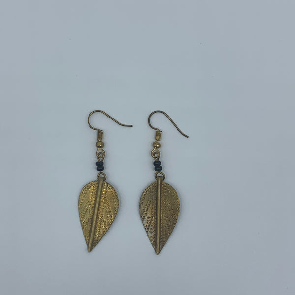 Brass Earrings-Leaf - Lillon Boutique