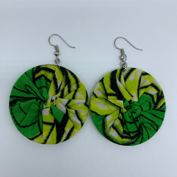 African Print Earrings-Round S Green Variation 16 - Lillon Boutique