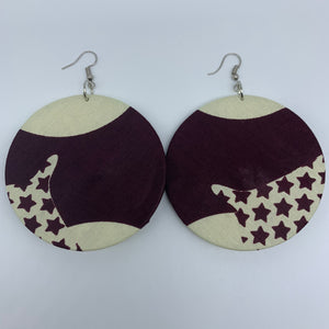 African Print Earrings-Round L Brown Variation 4 - Lillon Boutique