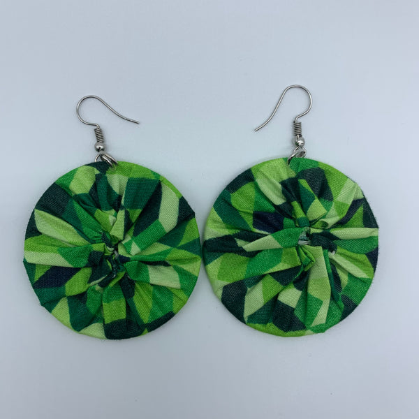 African Print Earrings-Round S Green Variation - Lillon Boutique