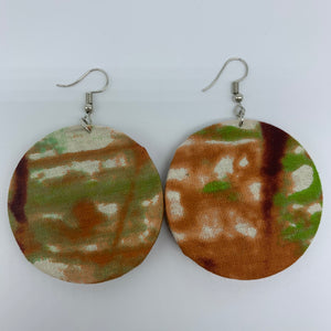 African Print Earrings-Round S Green Variation 10 - Lillon Boutique