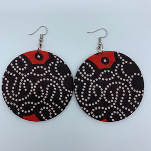 African Print Earrings-Round M Red Variation 4 - Lillon Boutique