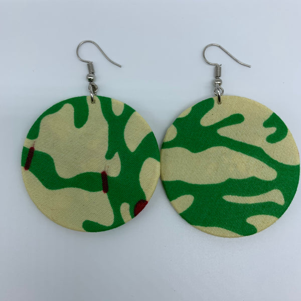 African Print Earrings-Round S Green Variation 5 - Lillon Boutique
