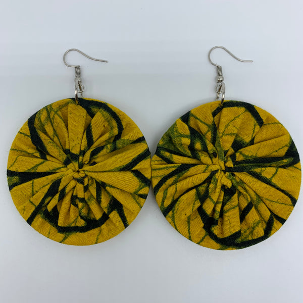 African Print Earrings-Round M Yellow Variation 6 - Lillon Boutique