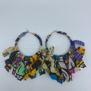 African Print Earrings-Zoba Zoba Hoops Blue  Variation - Lillon Boutique