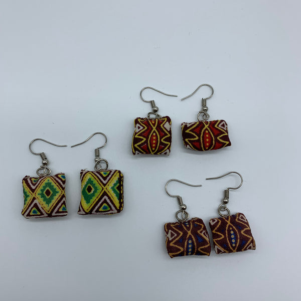 African Print Earrings-Mini Pillow Yellow Variation - Lillon Boutique