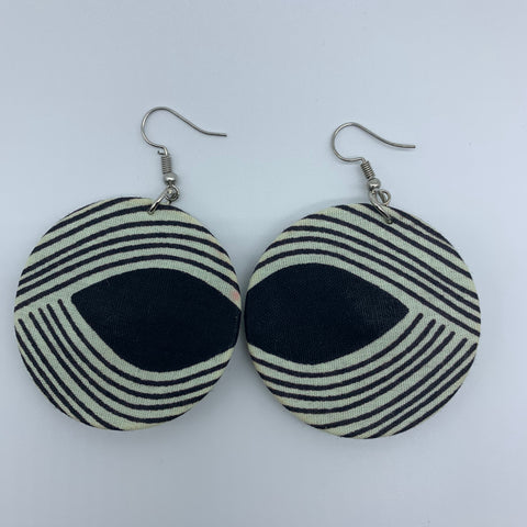 African Print Earrings-Round S Black Variation 3 - Lillon Boutique