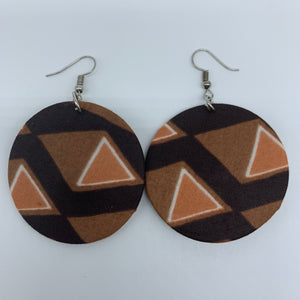 African Print Earrings-Round S Brown Variation 8 - Lillon Boutique