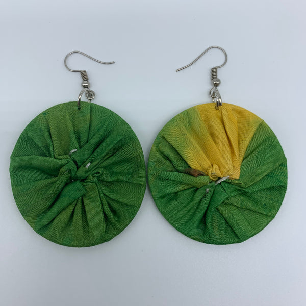 African Print Earrings-Round S Green Variation 6 - Lillon Boutique
