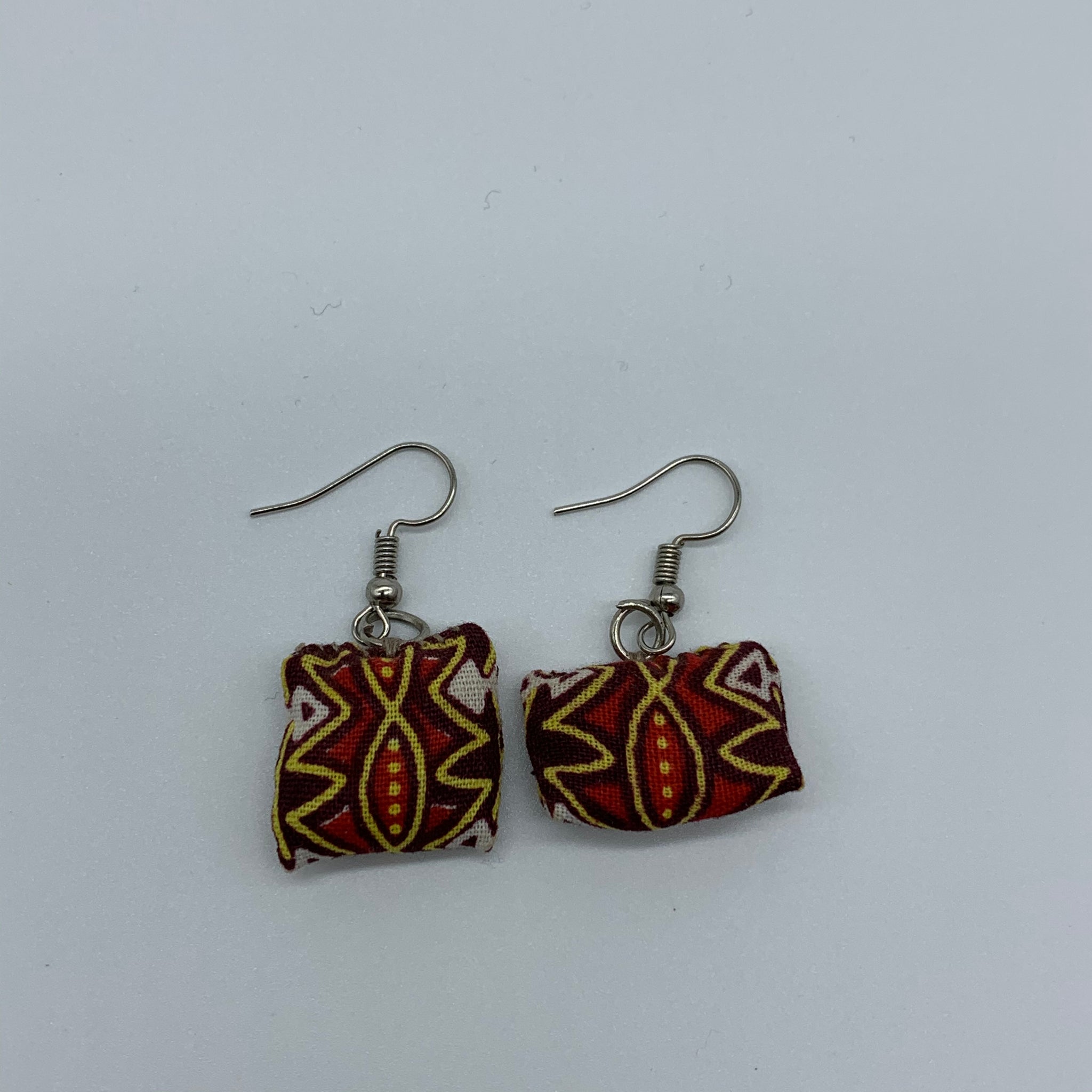 African Print Earrings-Mini Pillow Red Variation - Lillon Boutique