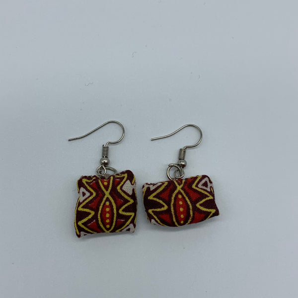 African Print Earrings-Mini Pillow Red Variation - Lillon Boutique