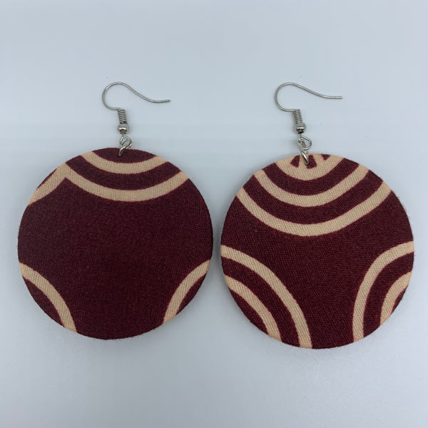 African Print Earrings-Round S Red Variation 11 - Lillon Boutique