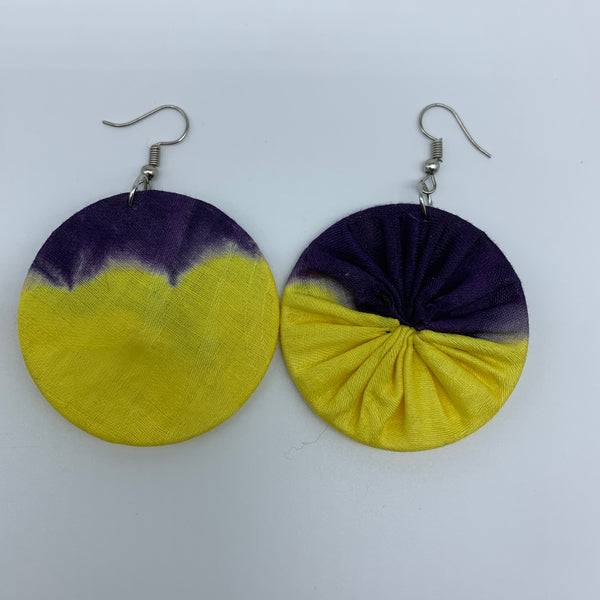 African Print Earrings-Round S Yellow Variation 3 - Lillon Boutique
