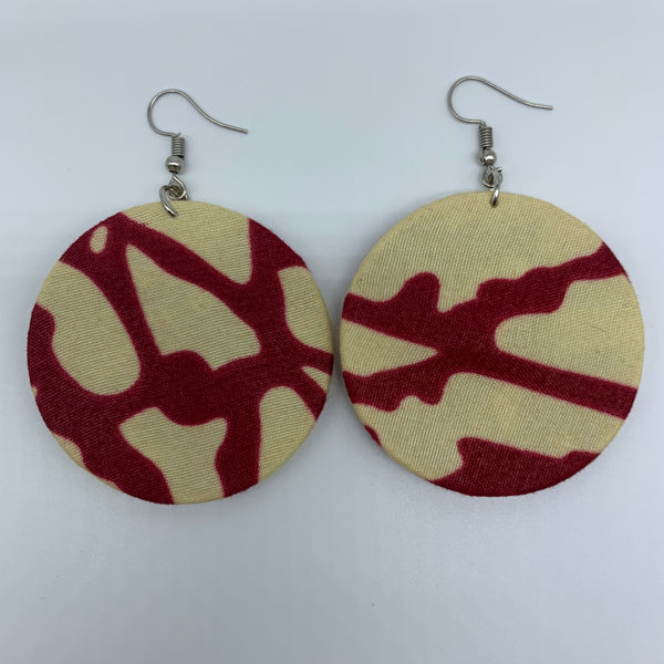 African Print Earrings-Round S Red Variation 10 - Lillon Boutique