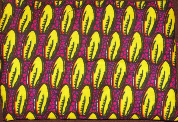 Yellow & Pink  padded African Print Makeup bag/Pencil case - Lillon Boutique