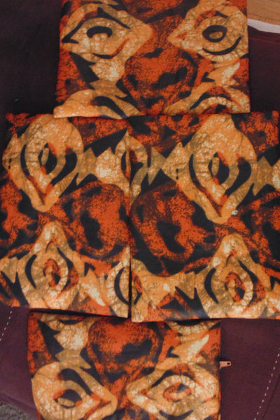 Orange variation padded African Print Makeup bag/Pencil case - Lillon Boutique