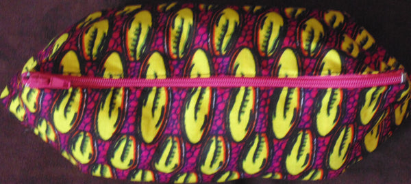 Yellow & Pink African Print Makeup bag/Pencil case - Lillon Boutique