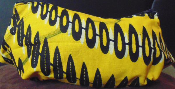 Yellow African Print Makeup bag/Pencil case - Lillon Boutique