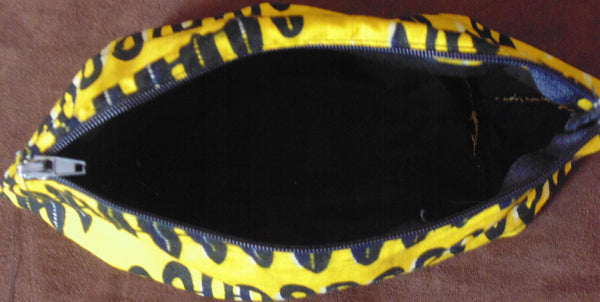 Yellow African Print Makeup bag/Pencil case - Lillon Boutique