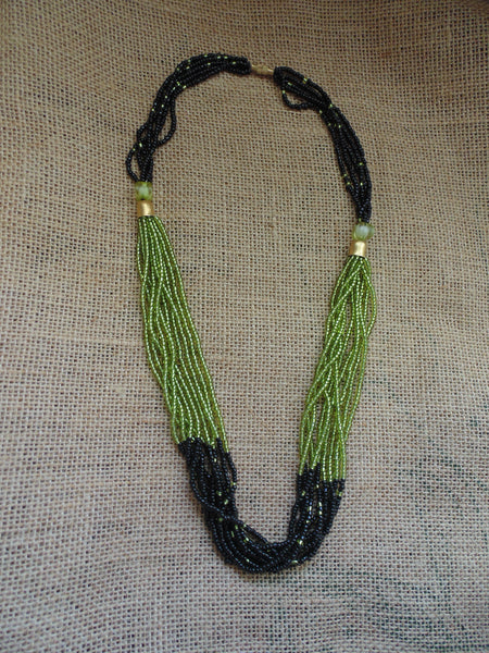 Bead Necklace-Black and Green Variation - Lillon Boutique