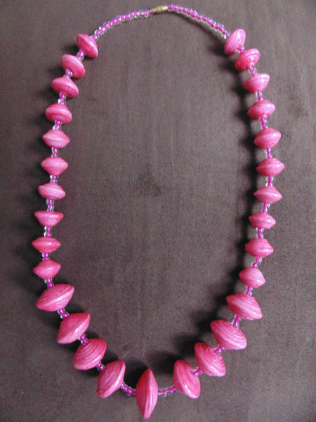 Paper Necklace with Beads-Pink 2 - Lillon Boutique