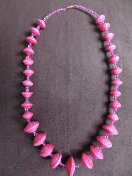 Paper Necklace with Beads-Pink 2 - Lillon Boutique