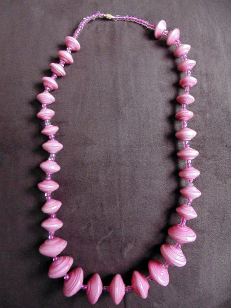 Paper Necklace with Beads-Pink - Lillon Boutique