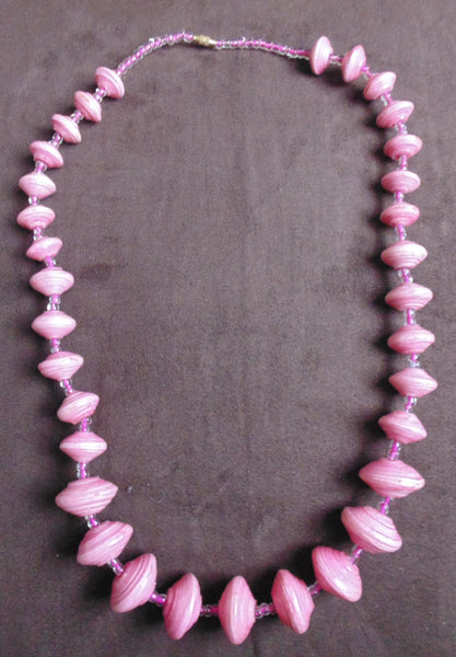 Paper Necklace with Beads-Pink - Lillon Boutique