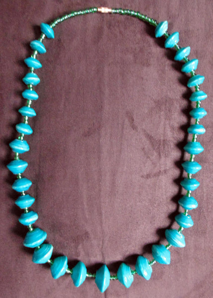 Paper Necklace with Beads-Blue 2 - Lillon Boutique