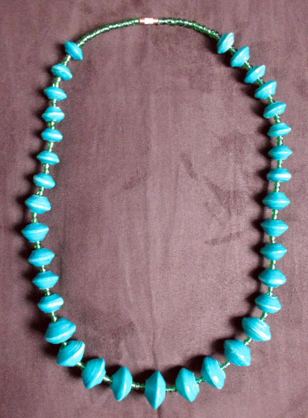 Paper Necklace with Beads-Blue 2 - Lillon Boutique