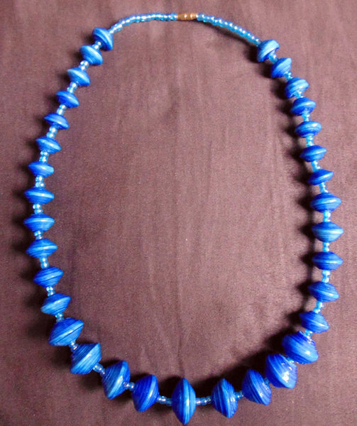 Paper Necklace with Beads-Blue - Lillon Boutique