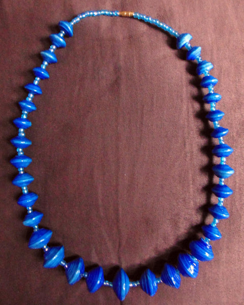 Paper Necklace with Beads-Blue - Lillon Boutique