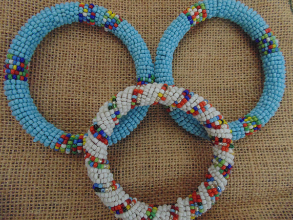 Beaded Bangle-Blue and Multi Colour Variation - Lillon Boutique