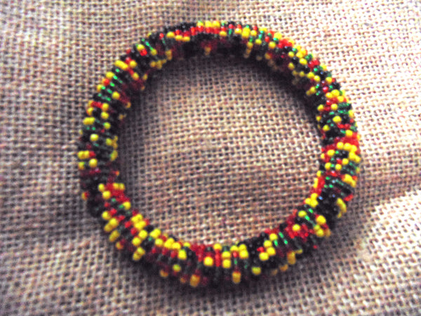 Beaded Bangle-Yellow Black Red Green Variation 2 - Lillon Boutique