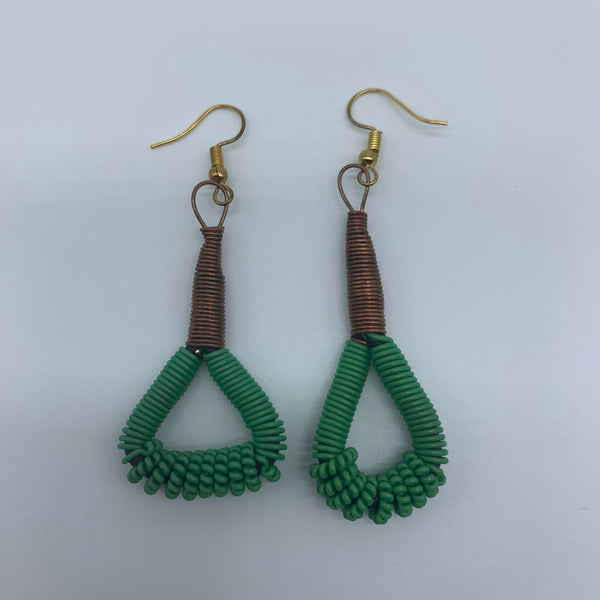 Telephone Wire W/Metal Wire Earrings-Green Variation 2 - Lillon Boutique