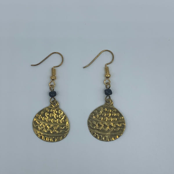 Brass Earrings-Engraved Ball - Lillon Boutique