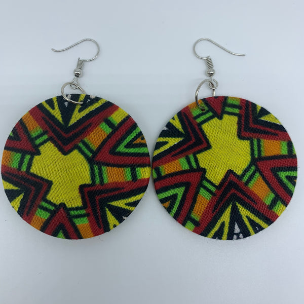 African Print Earrings-Round S Yellow Variation 4 - Lillon Boutique