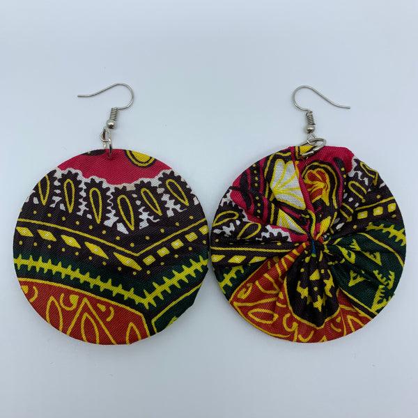 African Print Earrings-Round M Pink Variation - Lillon Boutique
