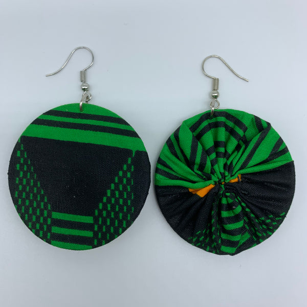 African Print Earrings-Round S Green Variation 14 - Lillon Boutique