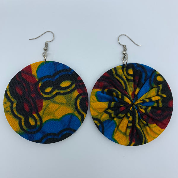 African Print Earrings-Round M Yellow Variation - Lillon Boutique