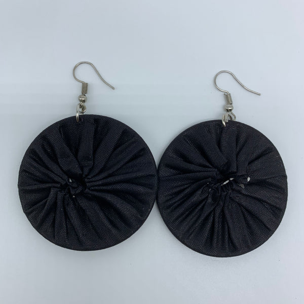 African Print Earrings-Round S Black Variation 4 - Lillon Boutique