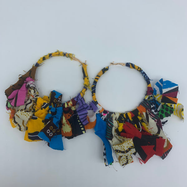 African Print Earrings-Zoba Zoba Hoops Yellow Variation 2 - Lillon Boutique