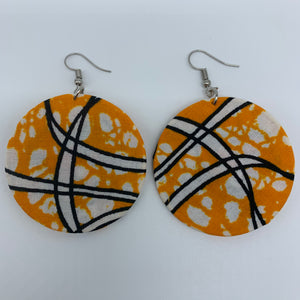 African Print Earrings-Round S Orange Variation 8 - Lillon Boutique