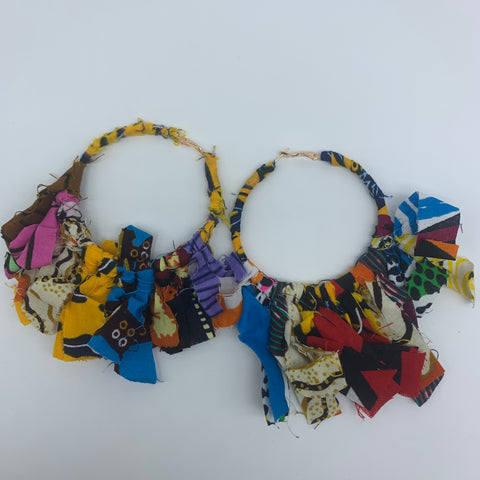 African Print Earrings-Zoba Zoba Hoops Yellow Variation 2 - Lillon Boutique