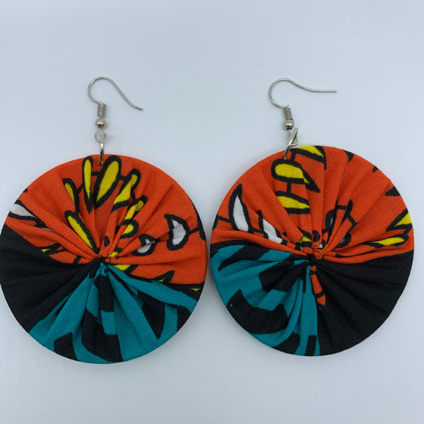 African Print Earrings-Round M Black Variation 3 - Lillon Boutique