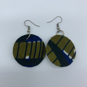 African Print Earrings-Round XS Green Variation 8 - Lillon Boutique