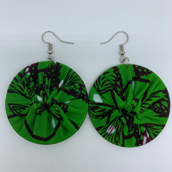 African Print Earrings-Round S Green Variation 8 - Lillon Boutique
