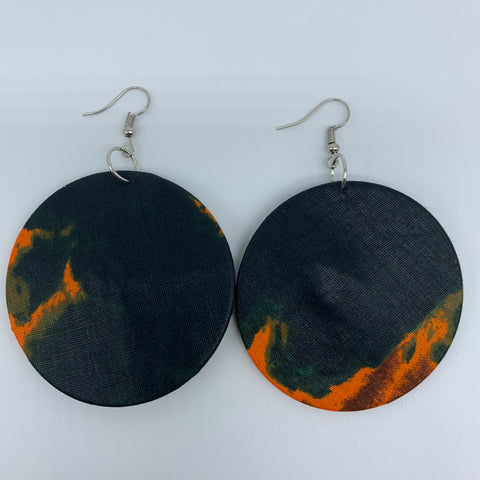 African Print Earrings-Round M Green Variation 3 - Lillon Boutique